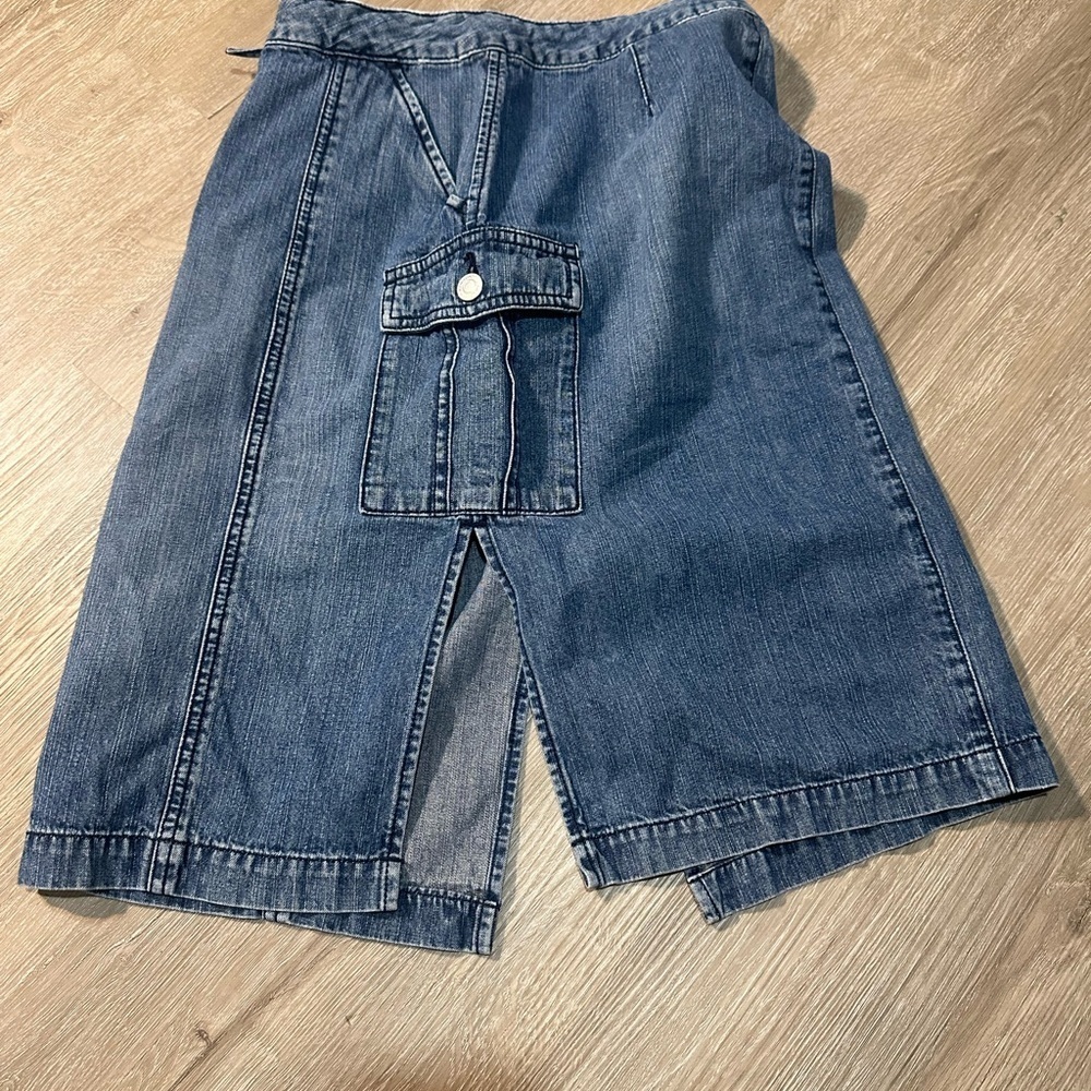 Y2K London Jean Cargo Denim Mini Skirt Low Rise 2000s Utility Jean Skirt Size 4 - Picture 5 of 6